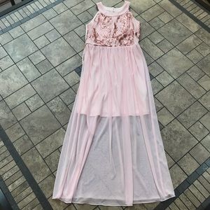 B Wear Sleeveless Peachy Pink Long Dress